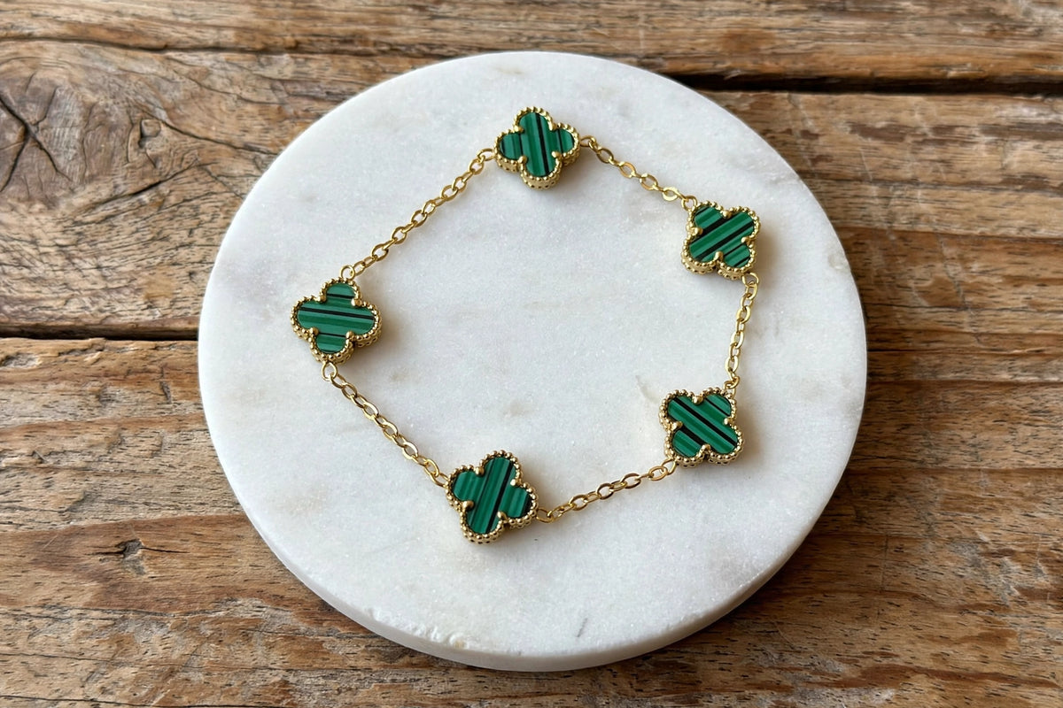 Emerald Lucky Clover Bracelet