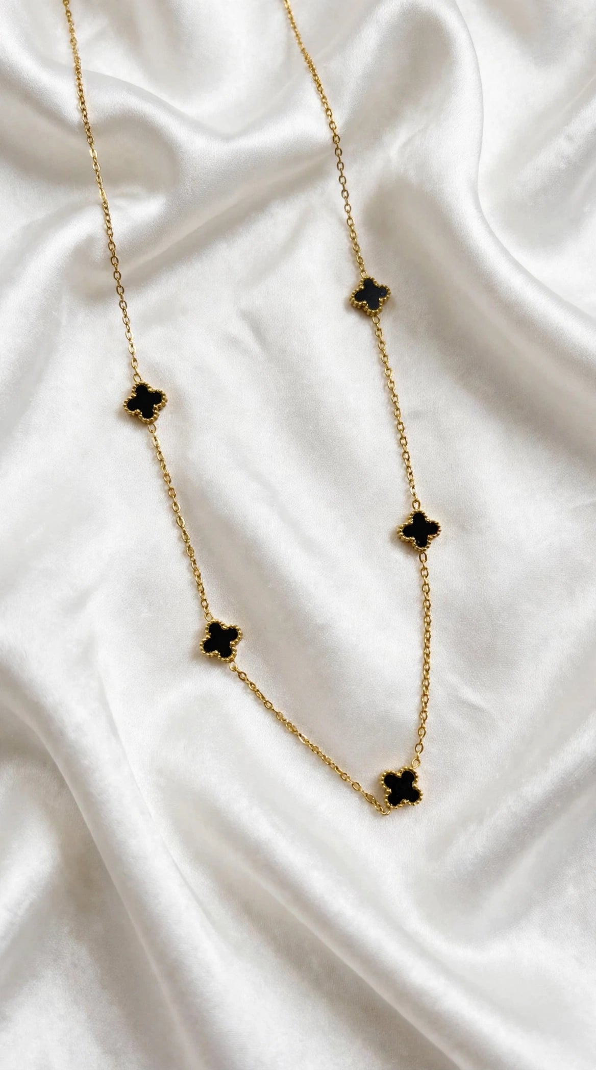 Noir Clover Station Necklace