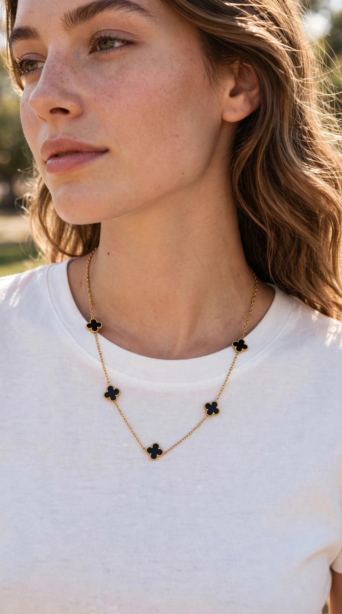 Noir Clover Station Necklace