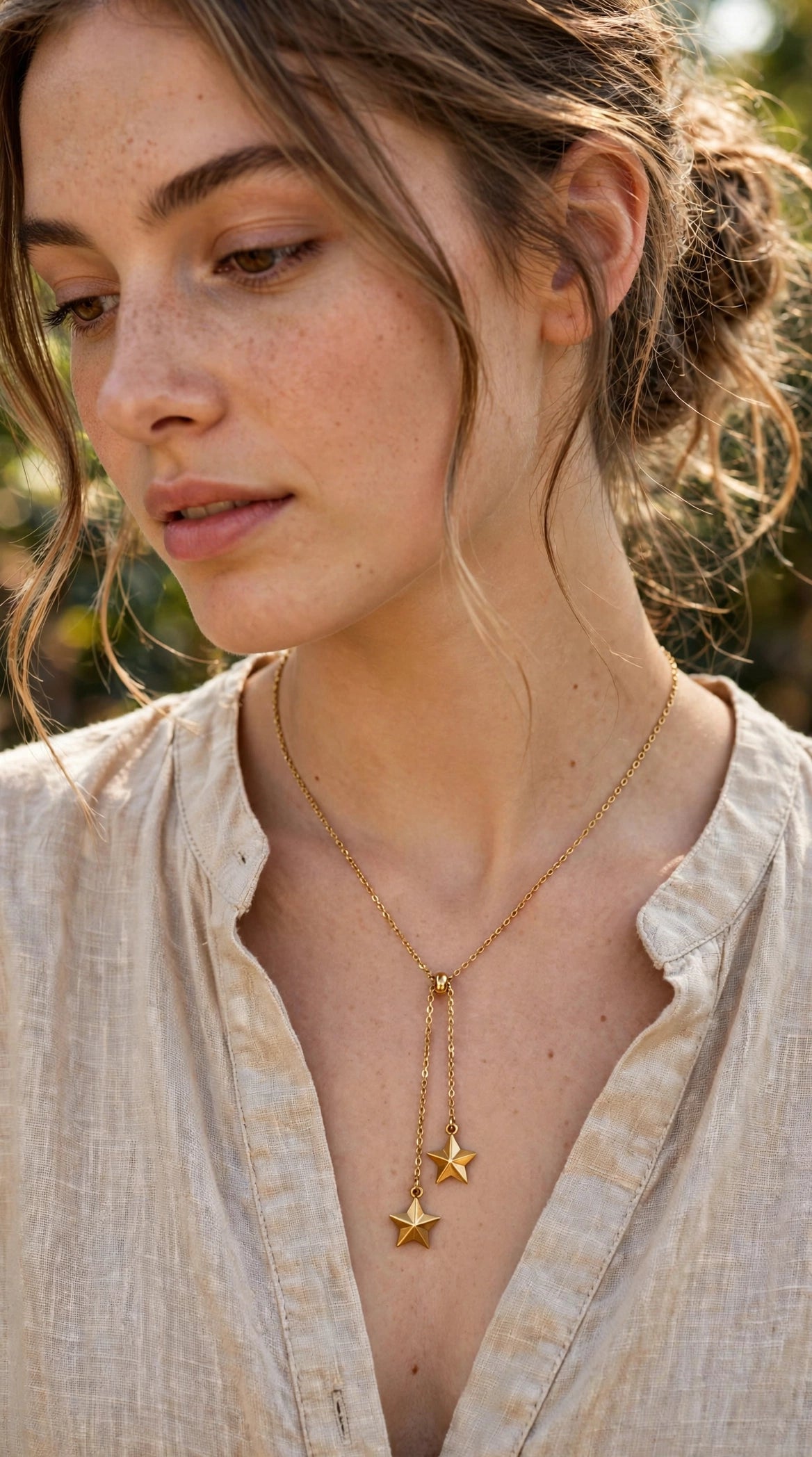 Twin Star Lariat Necklace