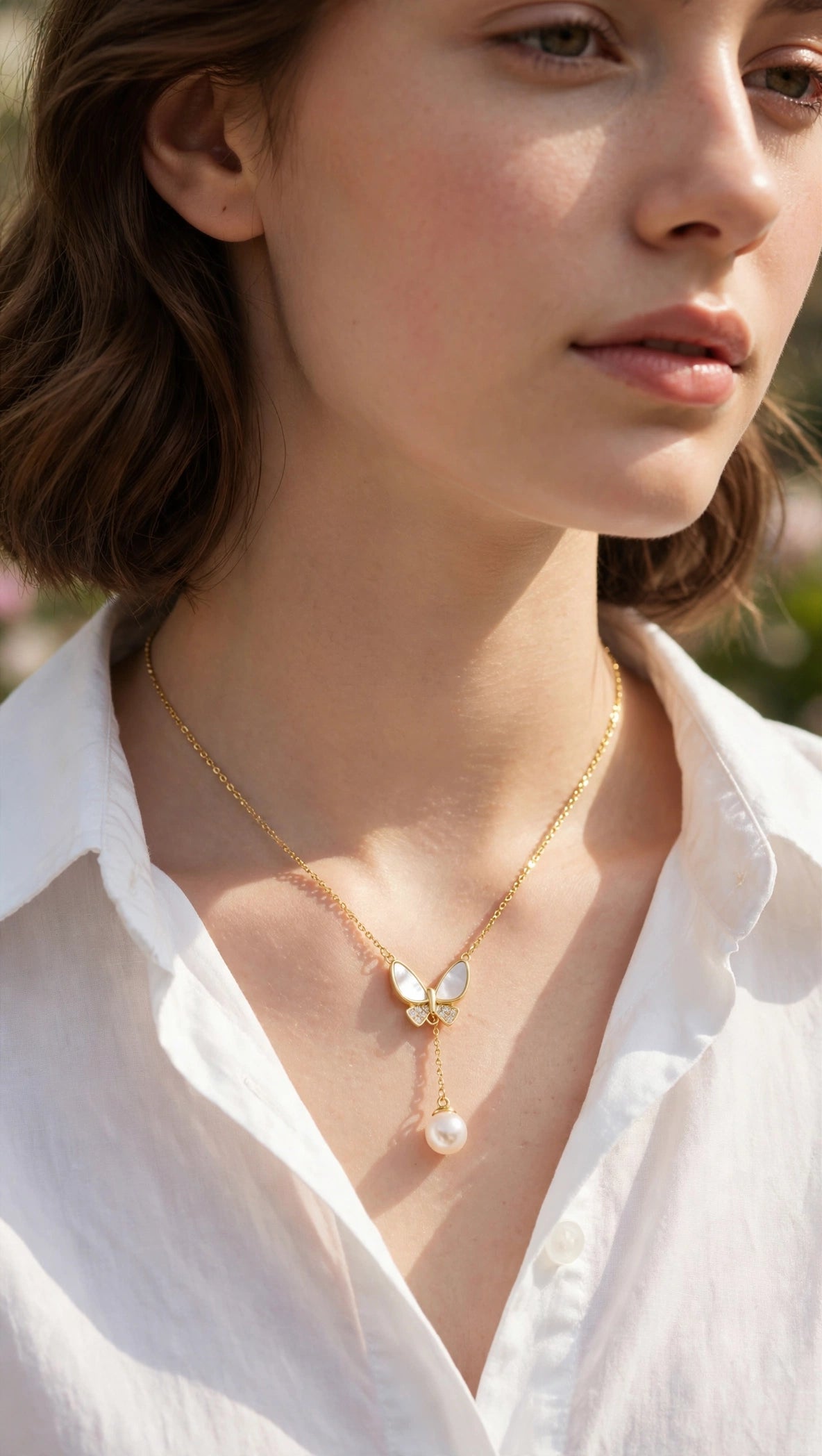 Pearl Flutter Butterfly Necklace