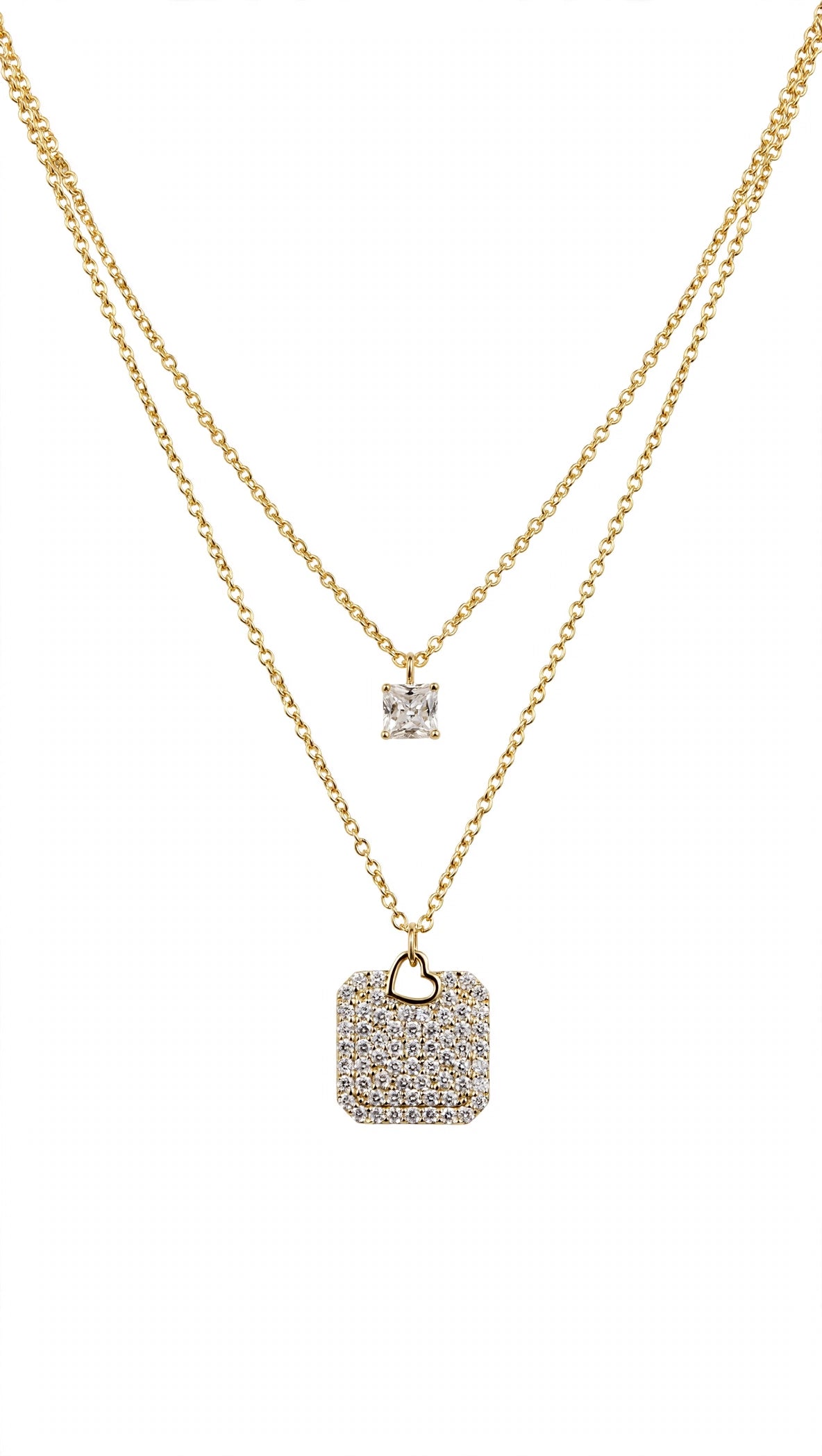 Double Sparkle Square Necklace
