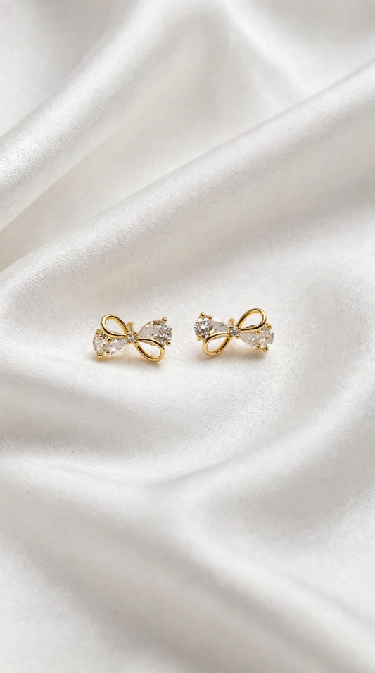 Aura Dainty Crystal Bow Stud Earrings