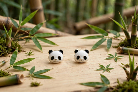 Playful Panda Glossy Enamel Earrings