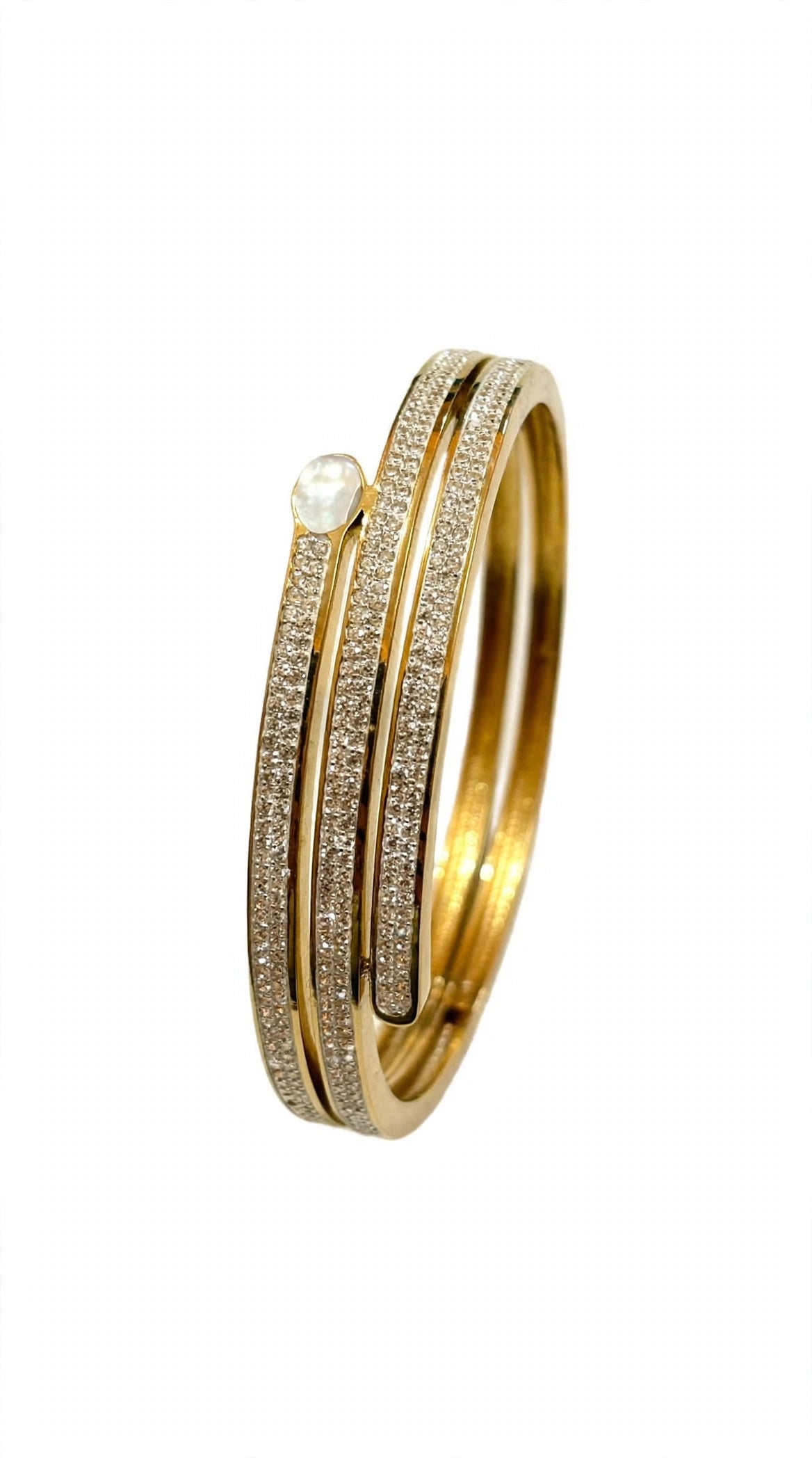 Triple Pave Gold Cuff Kada
