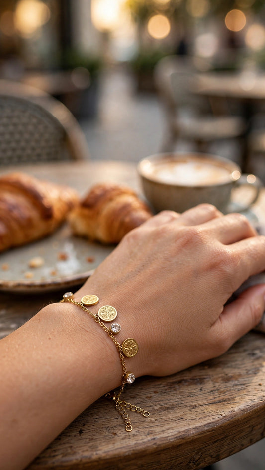 Coin Zircon Charm Bracelet