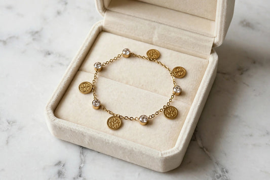Coin Zircon Charm Bracelet