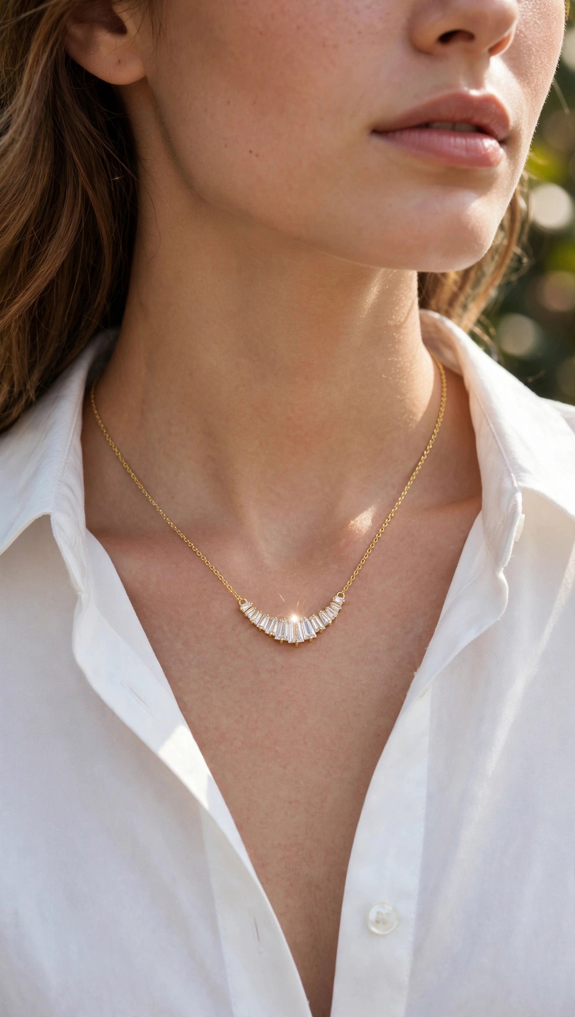 Radiant Arc Baguette Necklace