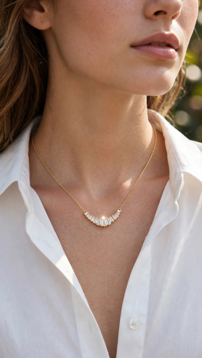 Radiant Arc Baguette Necklace