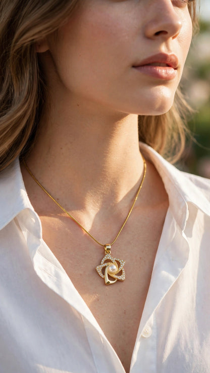 Twisted Bloom Pearl Necklace