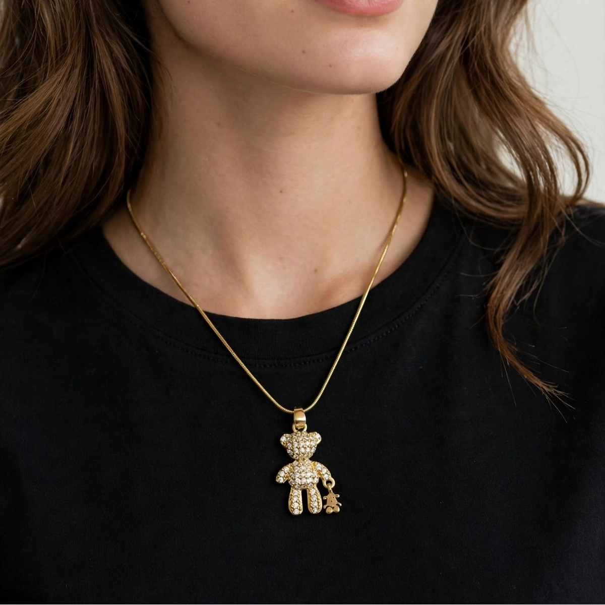 Sparkle Teddy Hug Necklace