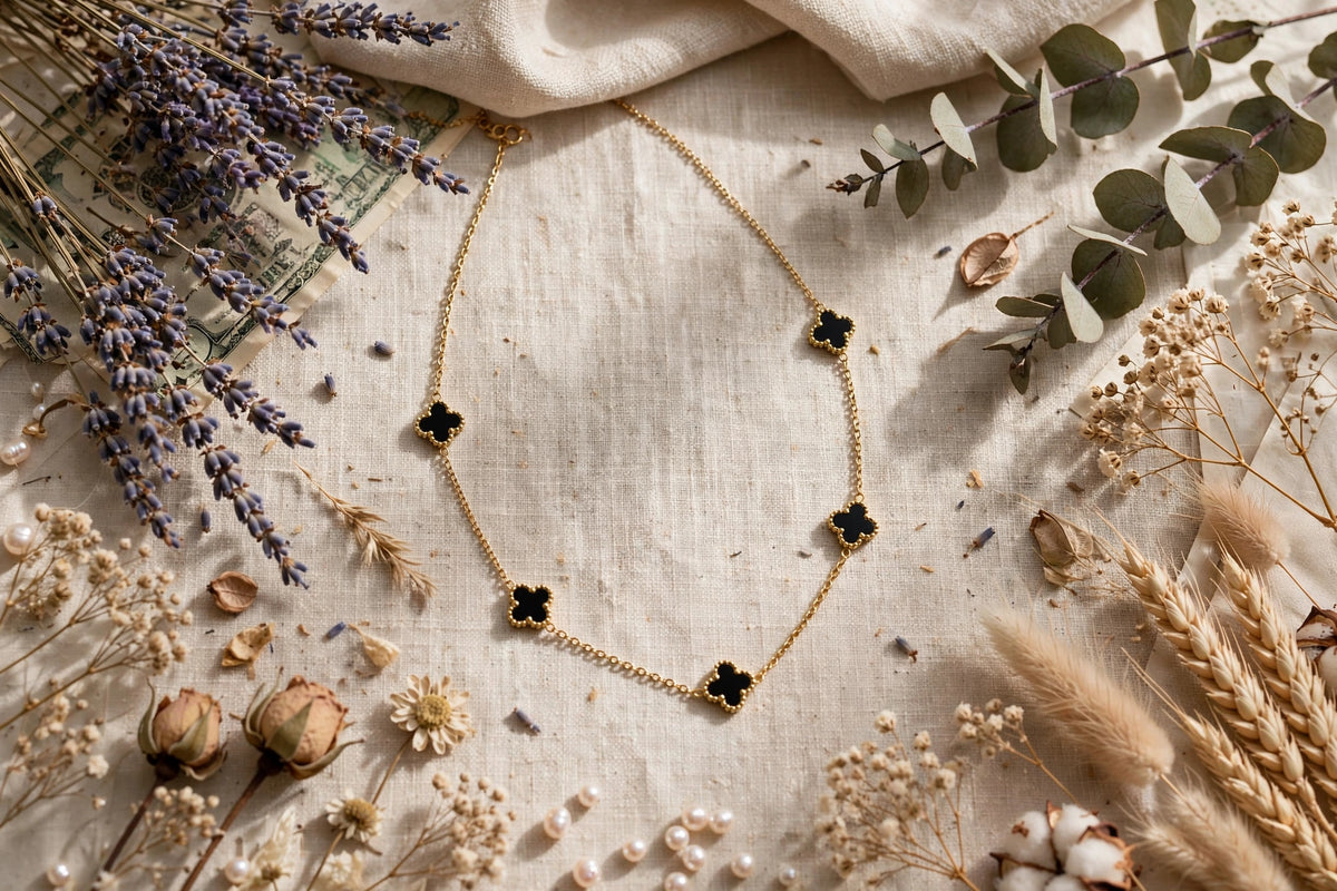 Noir Clover Station Necklace