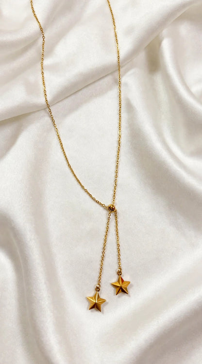 Twin Star Lariat Necklace