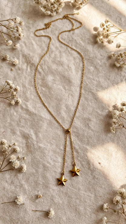 Twin Star Lariat Necklace