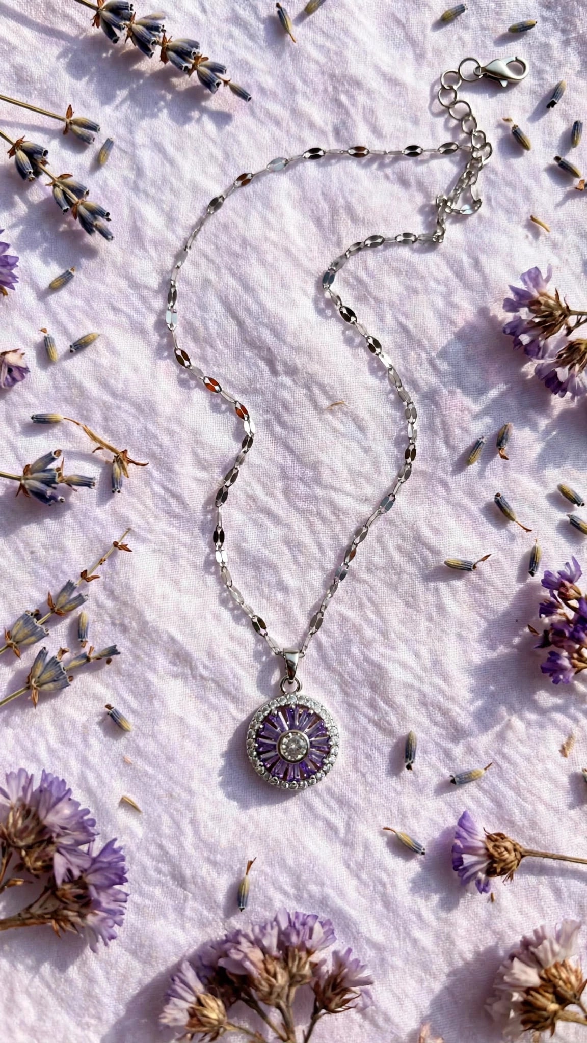Lavender Circle Halo Necklace