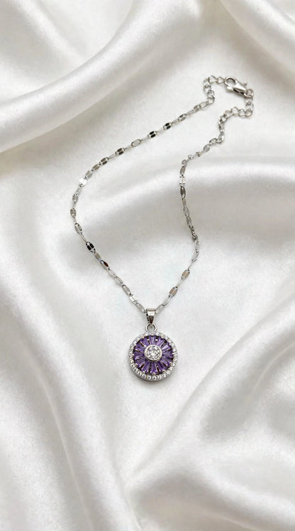 Lavender Circle Halo Necklace