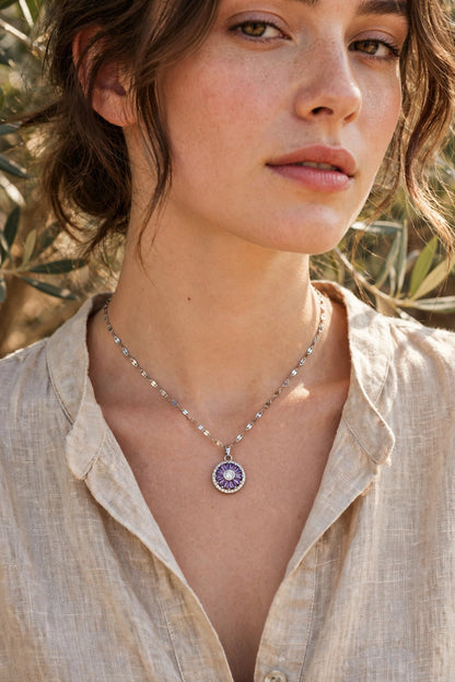 Lavender Circle Halo Necklace