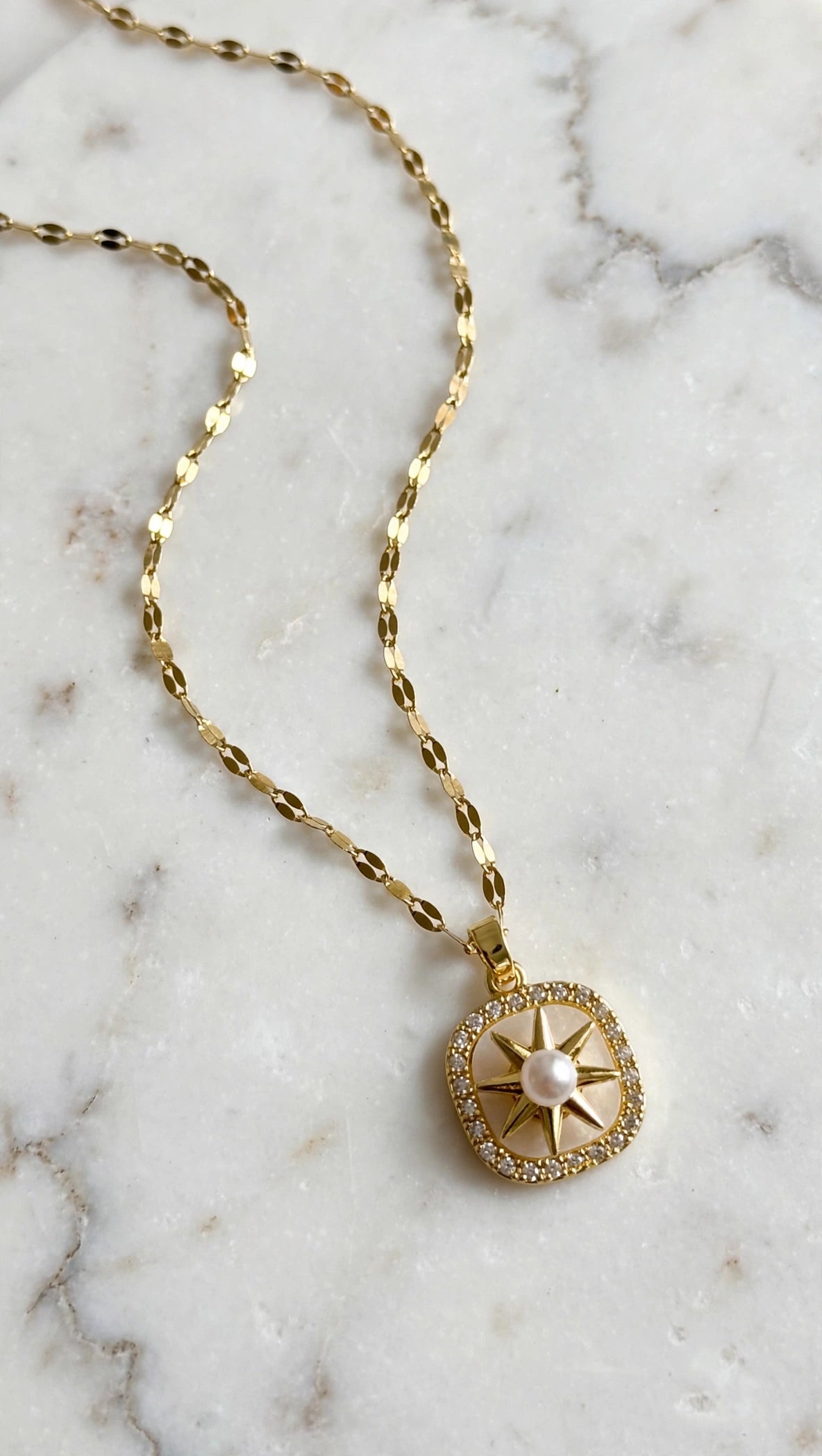 North Star Pearl Medallion Necklace