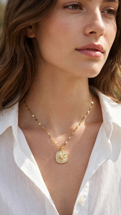 North Star Pearl Medallion Necklace