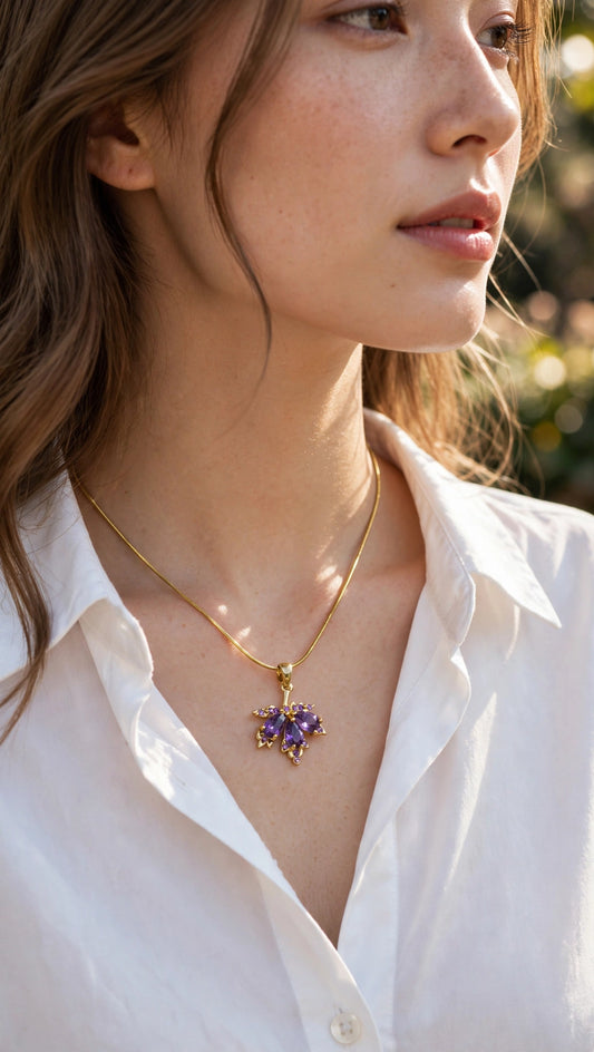Purple amethyst Maple Crystal Necklace