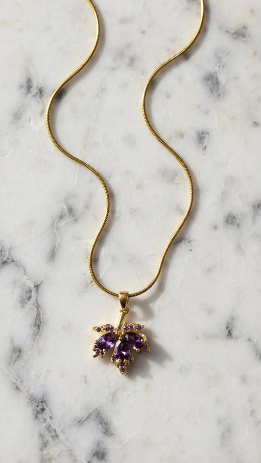 Purple amethyst Maple Crystal Necklace