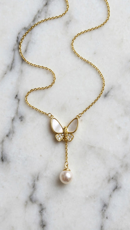 Pearl Flutter Butterfly Necklace