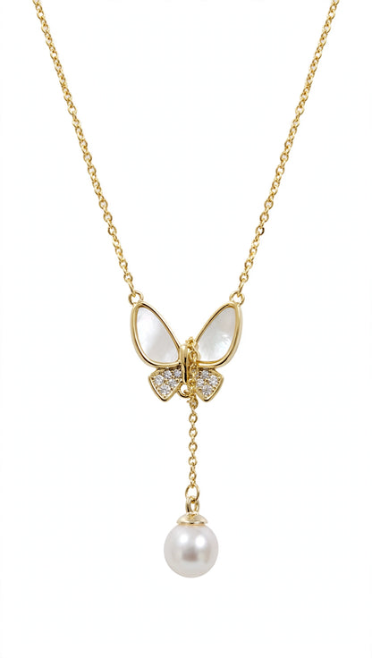 Pearl Flutter Butterfly Necklace