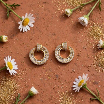 Royal Halo Crystal Doorknocker Earrings