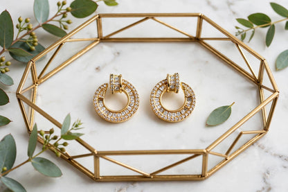 Royal Halo Crystal Doorknocker Earrings