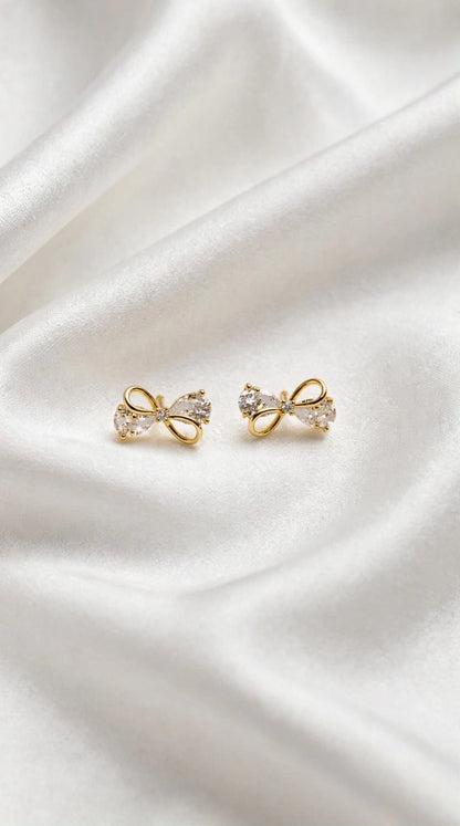Aura Dainty Crystal Bow Stud Earrings
