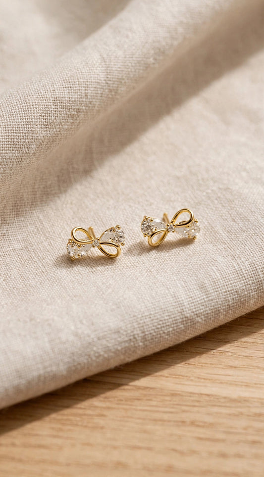 Aura Dainty Crystal Bow Stud Earrings