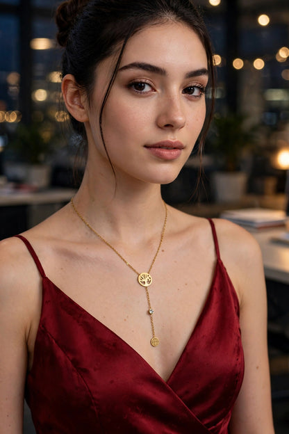Tree of Life Y-Drop Lariat Necklace