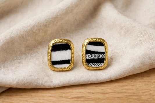 Safari Chic Zebra Print Stud Earrings