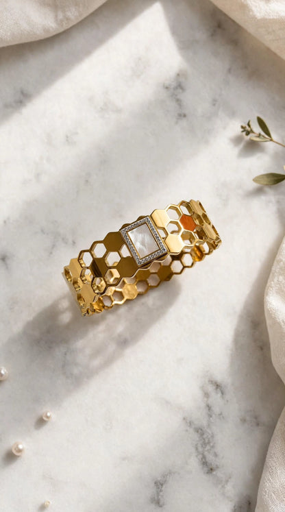 Gold Honeycomb Design Kada