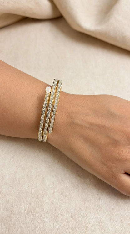 Triple Pave Gold Cuff Kada